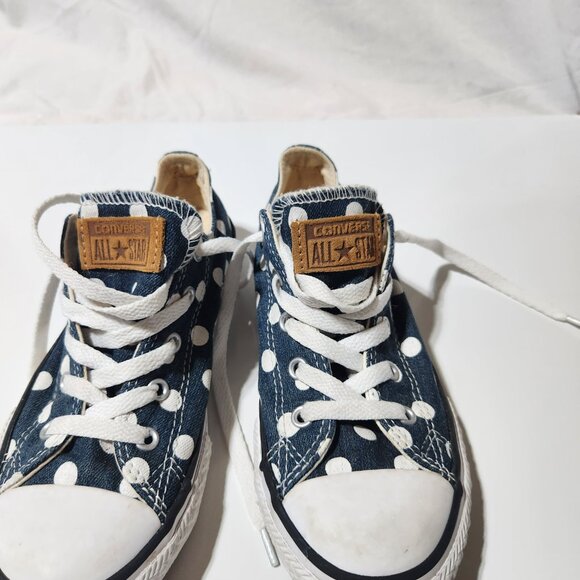 Converse All Star Girls Sneakers – Navy Polka Dot (Size 2) - Picture 8 of 9